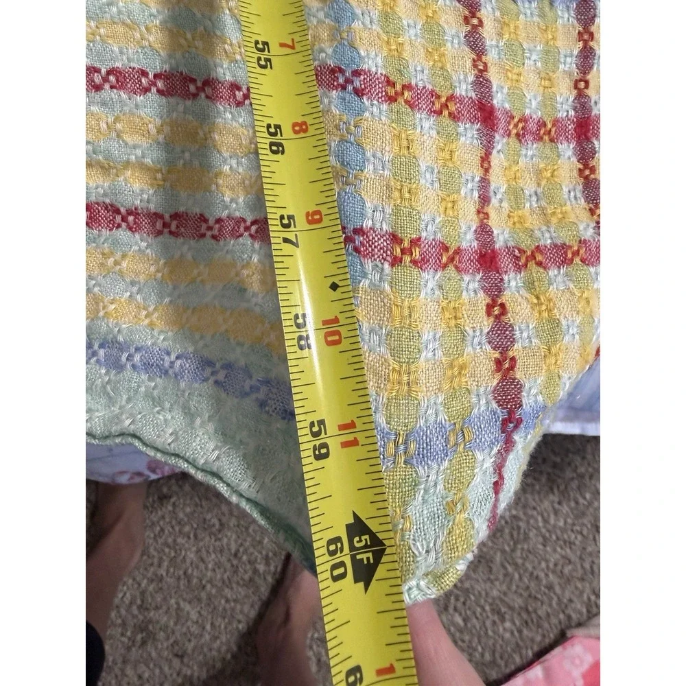 Vintage Pastel Soft Woven Tablecloth With 6 Napkins Summer Colors 60